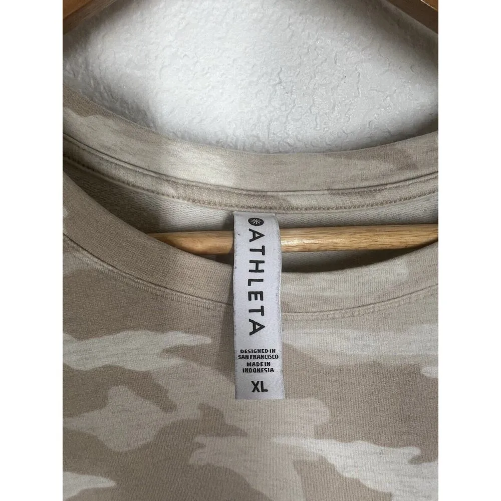 Athleta Studio To Street Sweatshirt XL Oatmeal Camo - Image 2
