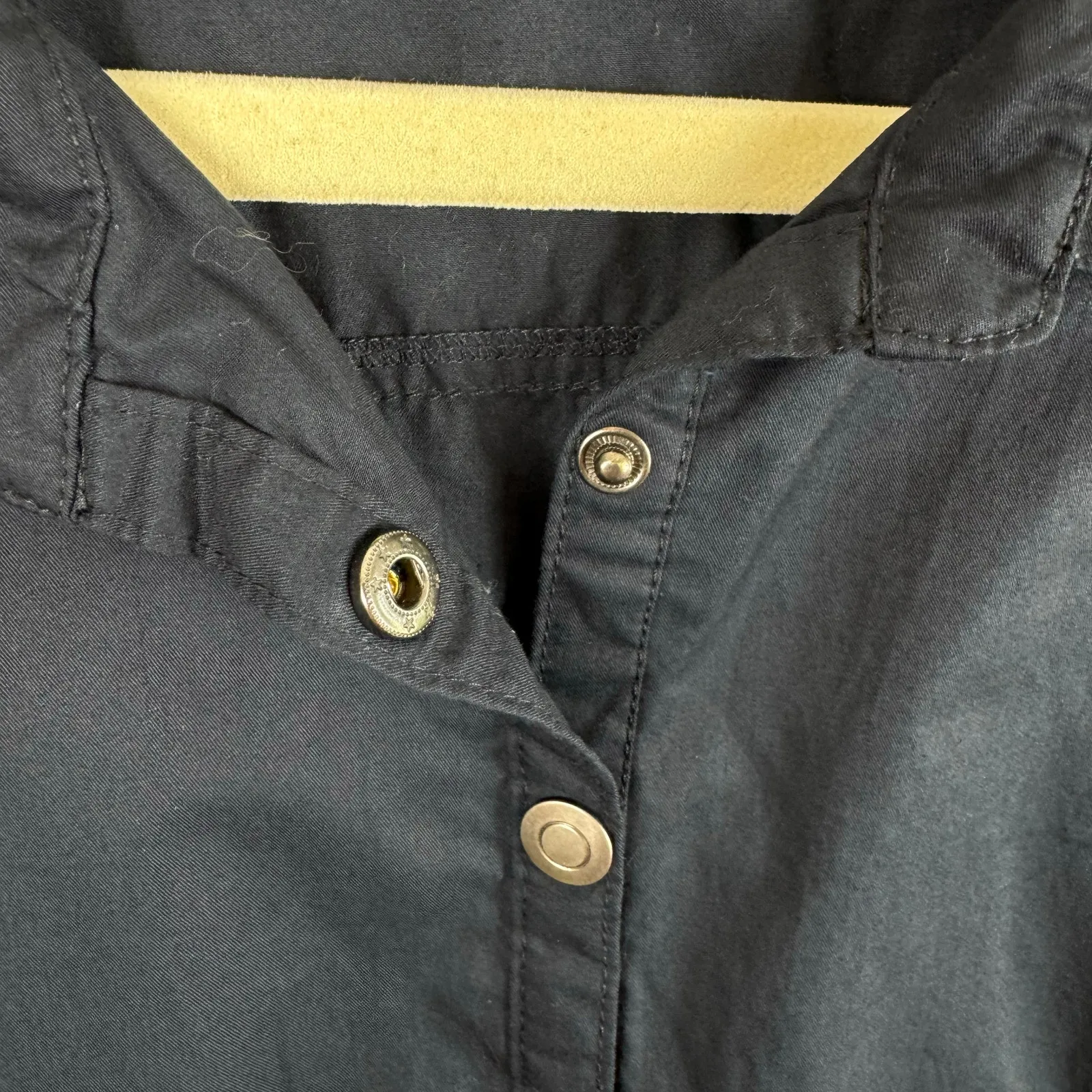 K. Jordan 100% Cotton Navy Blue Short Sleeve 1/2 Snap Knee Length Dress Size 2X - Image 5