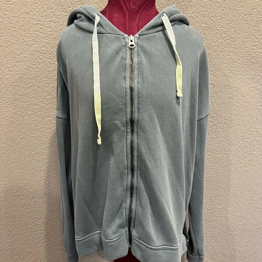 Avocado Green Olive Paz Zip-Up Slit Jacket Hoodie - Image 2