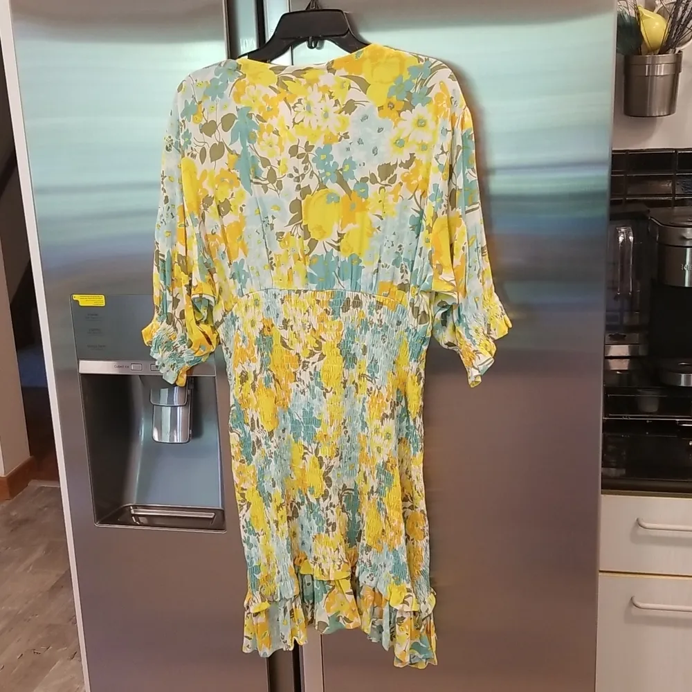 💕FAITHFULL THE BRAND💕 Margherita Shirred Crepe Mini Dress Annina Floral 10 NWT - Image 14