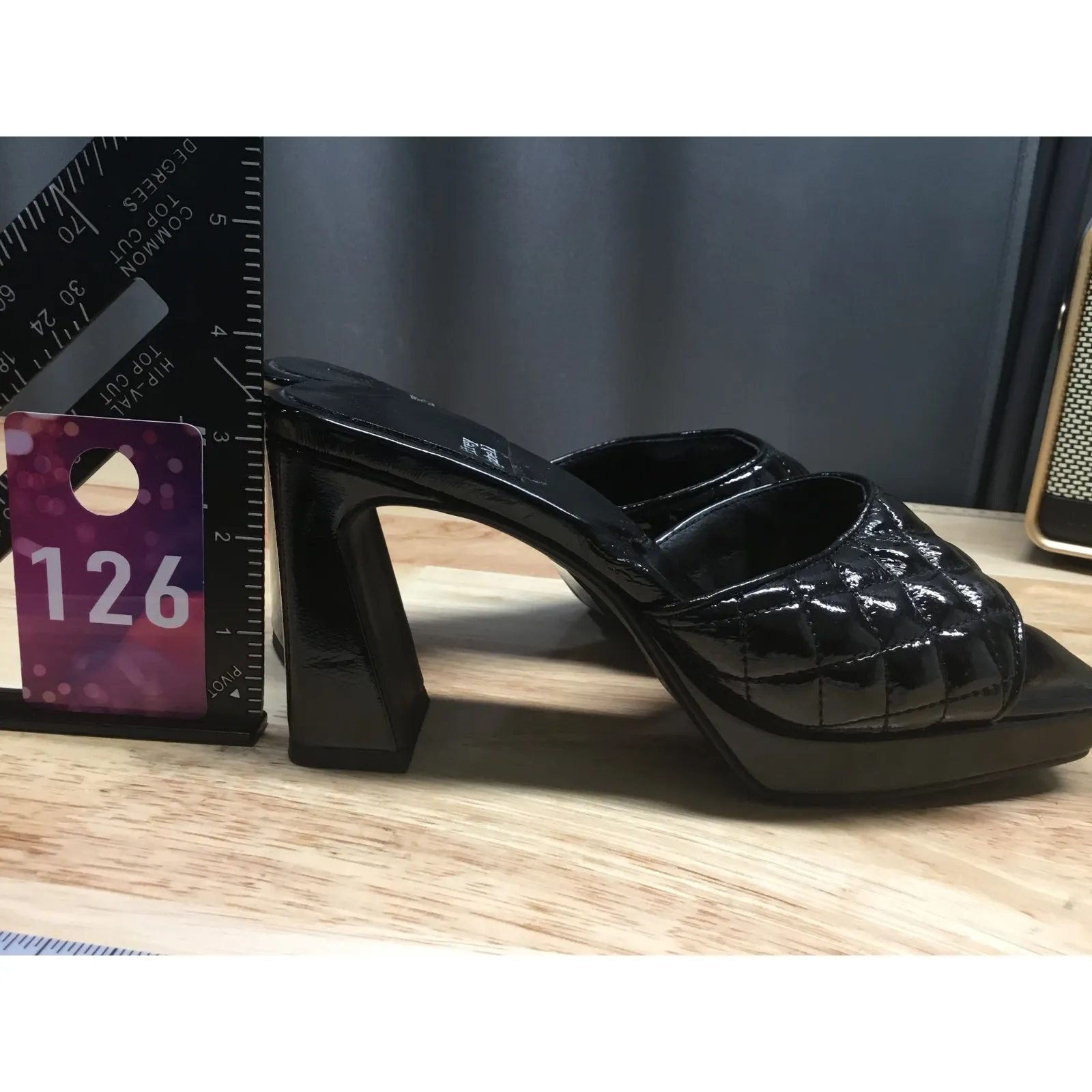 Jeffrey Campbell Platform Sandal Women 8 Black Patent Leather Slip On Square Toe - Image 3