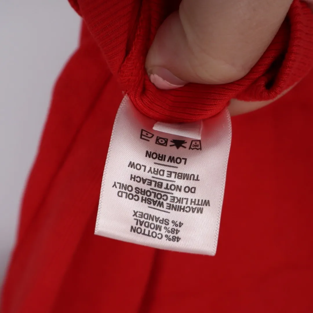 American Giant Women Red Luxe Ribbed Crew Neck Short Sleeve Tee Size L Size L - Image 4