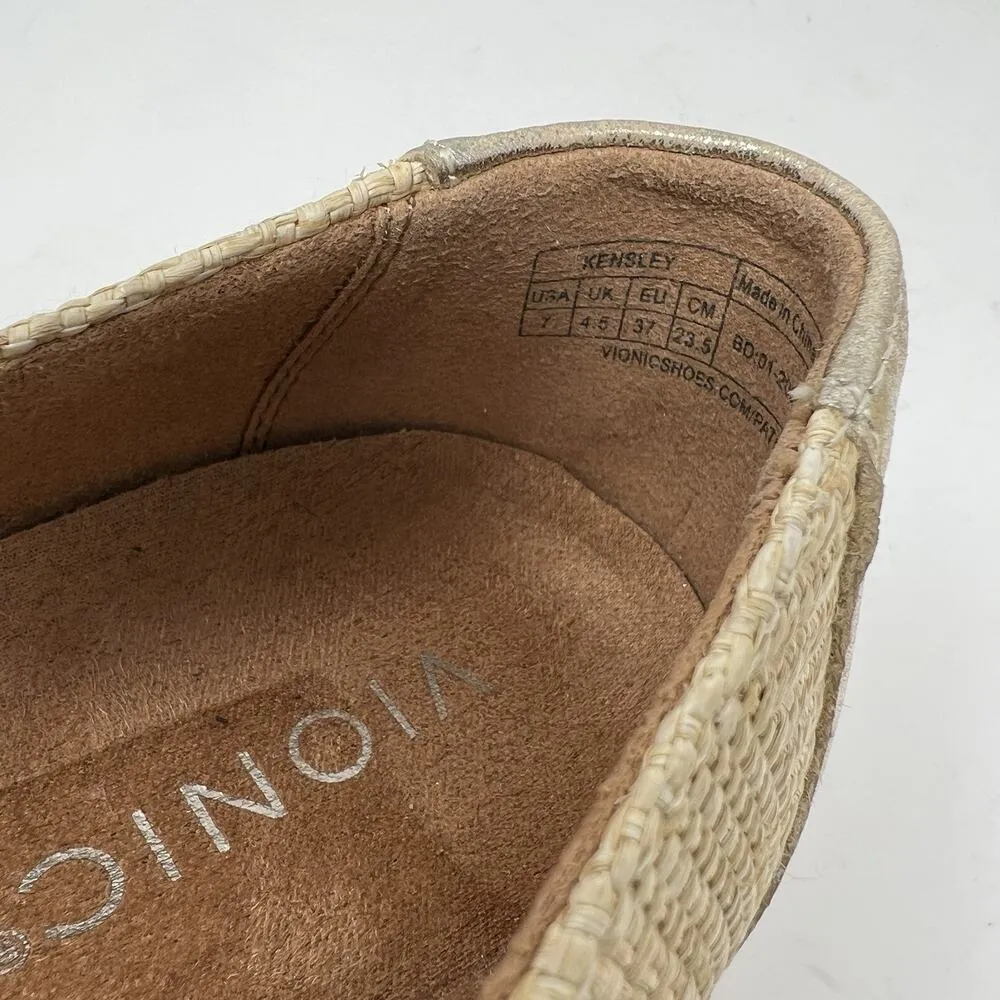Vionic Kensley Slip On Natural Woven Raffia Loafers Metallic Trim Women’s Size 7 - Image 11