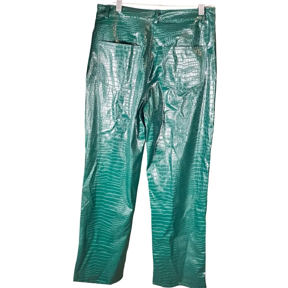 NWT Forever 21 Faux Leather Dark Green Animal Print Pants Size XL - Image 3