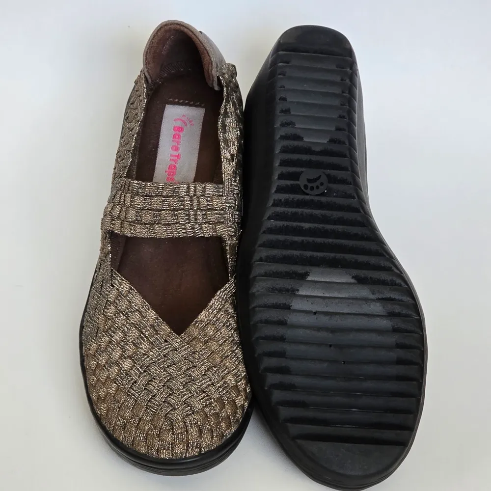 Bare Traps Ursala Bronze Metallic Woven Mary Jane Wedge Heels Shoes Size 7½ - Image 9