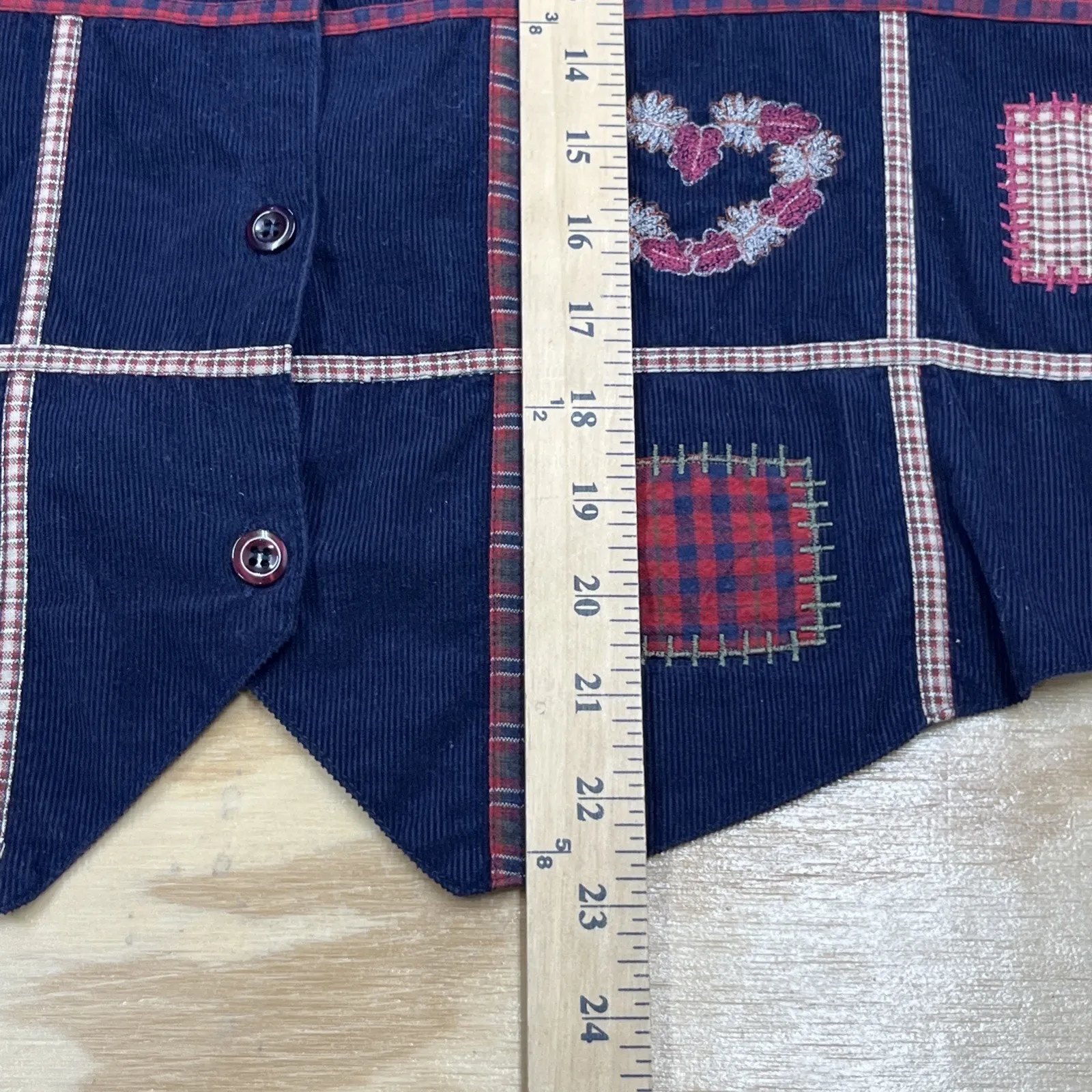 Vtg Bobbie Brooks Women's Corduroy Birdhouse Hearts Vest L (12/14) Blue Retro Size L - Image 15