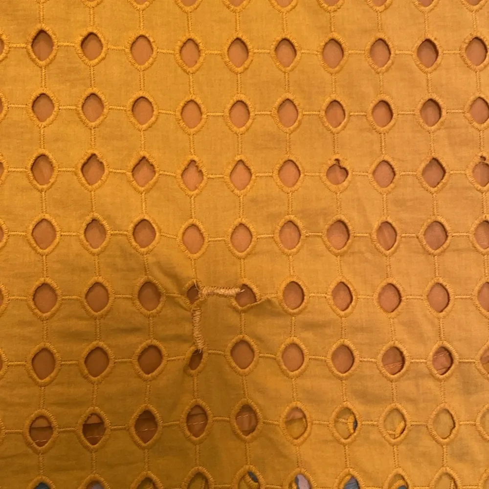 H&M Eyelet Cotton Half Lined Fit & Flare Skirt Mustard Size 10 *Flawed pls read - Image 10