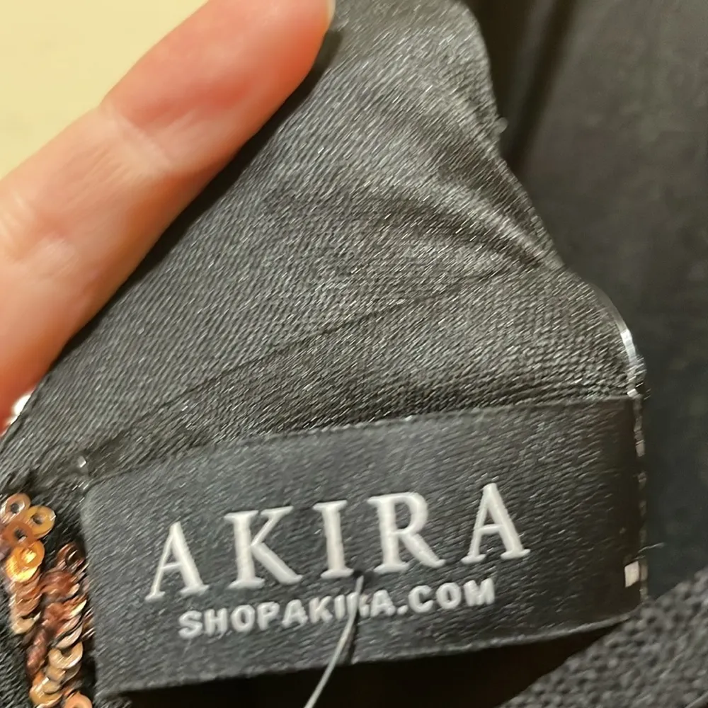 Womens New Akira Ending Sequin Dress Black Rose Gold - Image 4