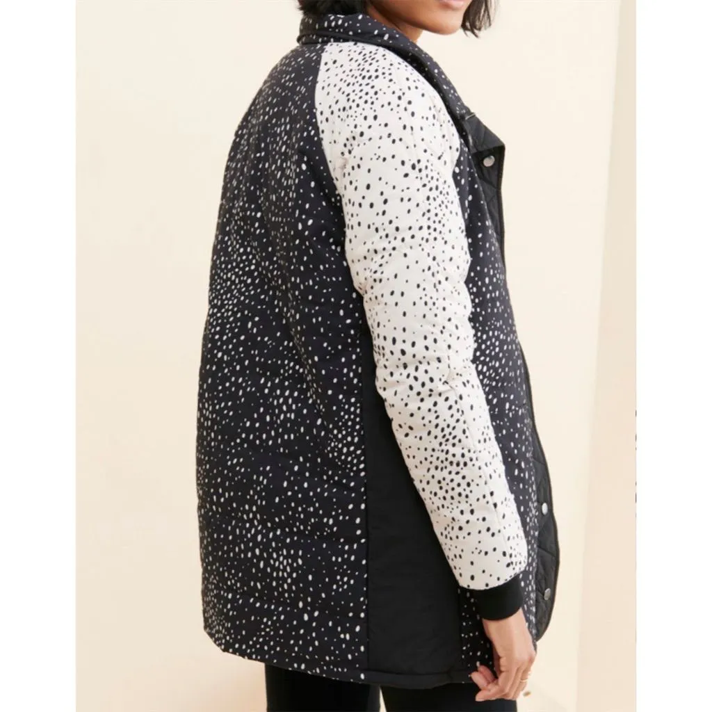 Saltwater Luxe Women's XS Black Polka Dot Puffer Jacket Mid-Length - Image 2