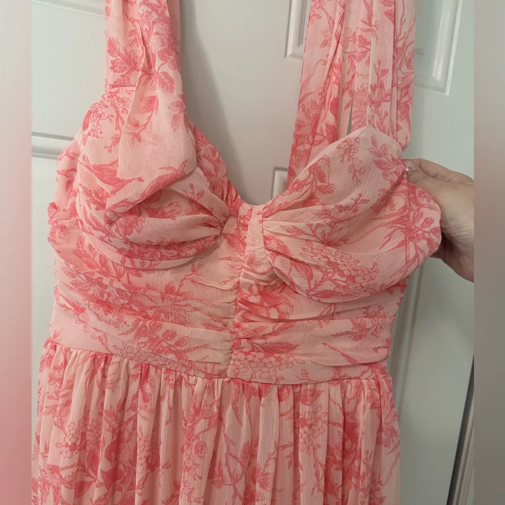 Maxi Coral Floral Dress Pink Size M - Image 3
