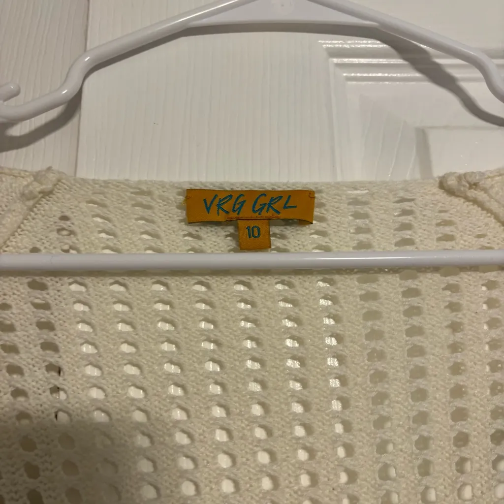 VRG Girl Black & White Crochet Cover Up Dress Size 10 - Image 6