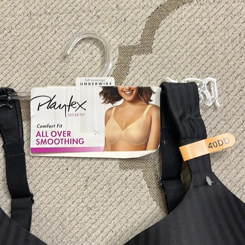 Playtex All Over Smoothing Black Full Coverage Bra with Underwire Support Bra - Image 2