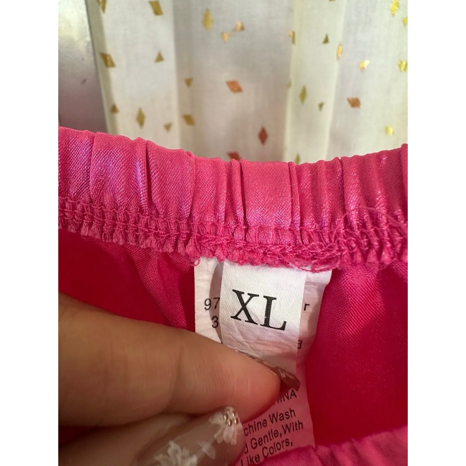 Unbranded Fuchsia Pink Button Down Pull On Shorts Satin Pajamas PJ Set XL - Image 8