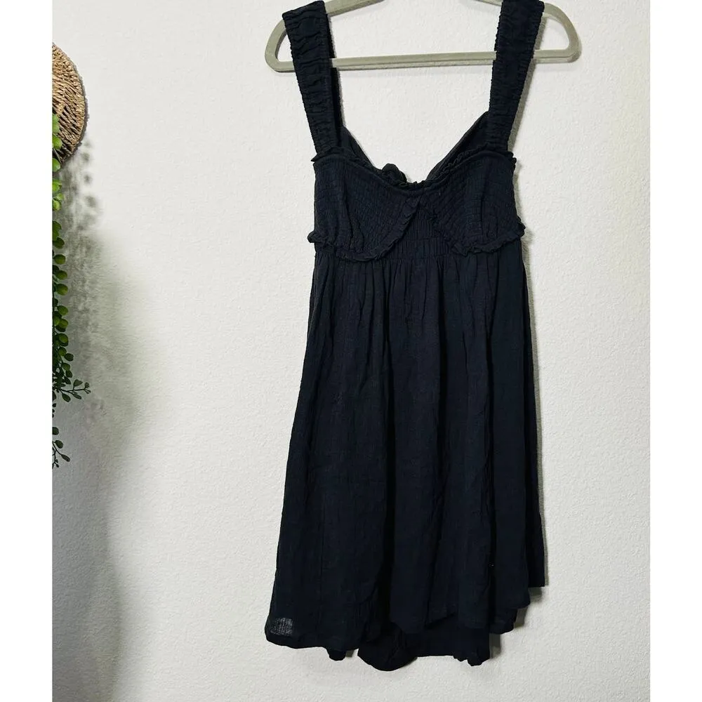 NEW Free People Blissful Breeze Gauzy Tie Back Sundress Black Large Whimsigoth - Image 6