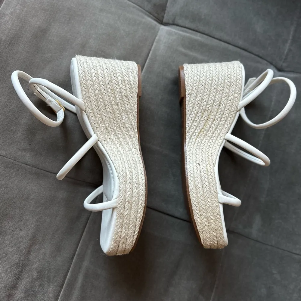 ZARA  White Tubular Strap Wedge Sandals - Size 6.5 - NEVER WORN - Image 4