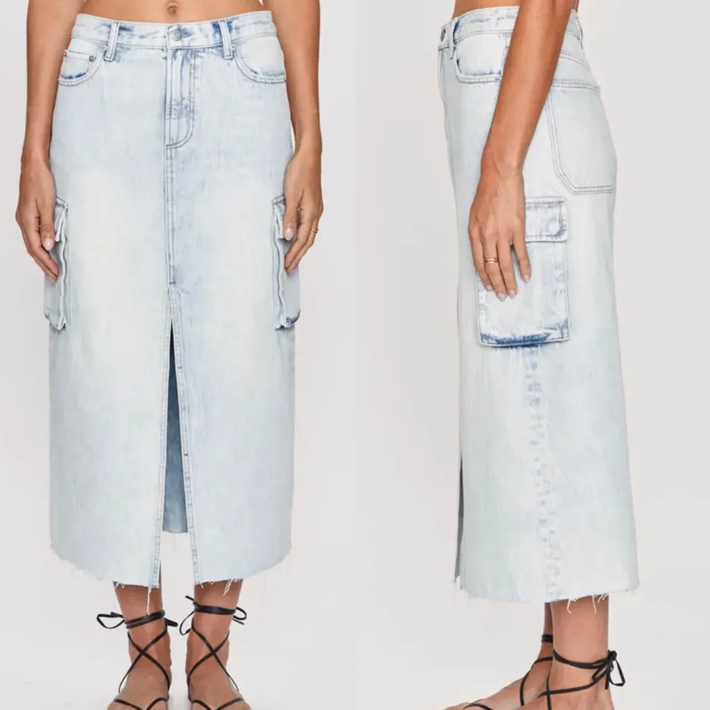 NEW Pistola McKayla Denim Cargo Midi Skirt 27 Parasol - Image 2