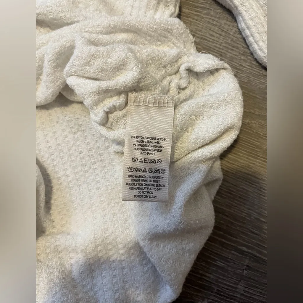 We The Free Waffle Knit Thermal Mock Neck Long Sleeve Top Women’s Size S White - Image 9