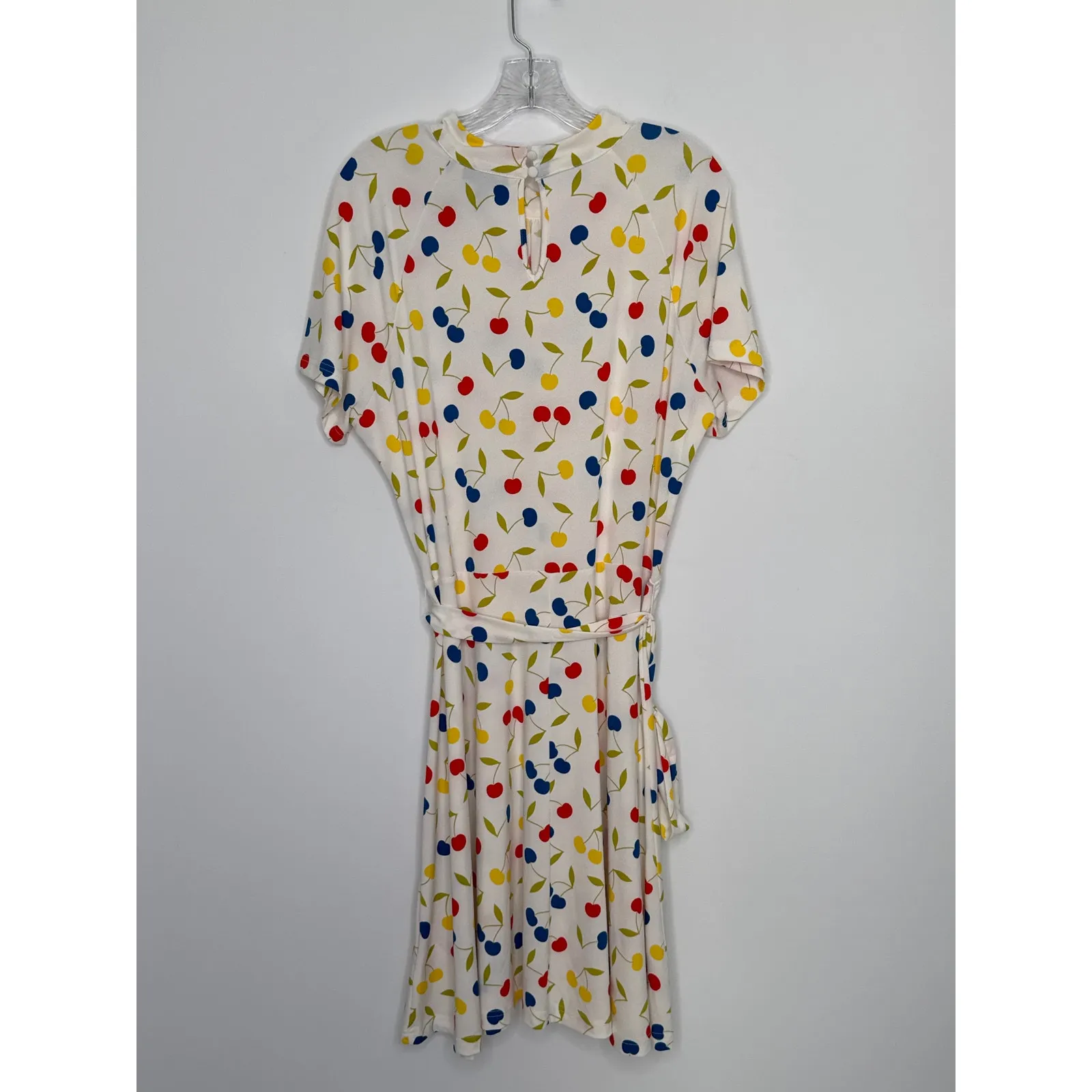 ModCloth Cherry Print retro swing Fit & Flare Dress mock neck & belt XL - Image 12