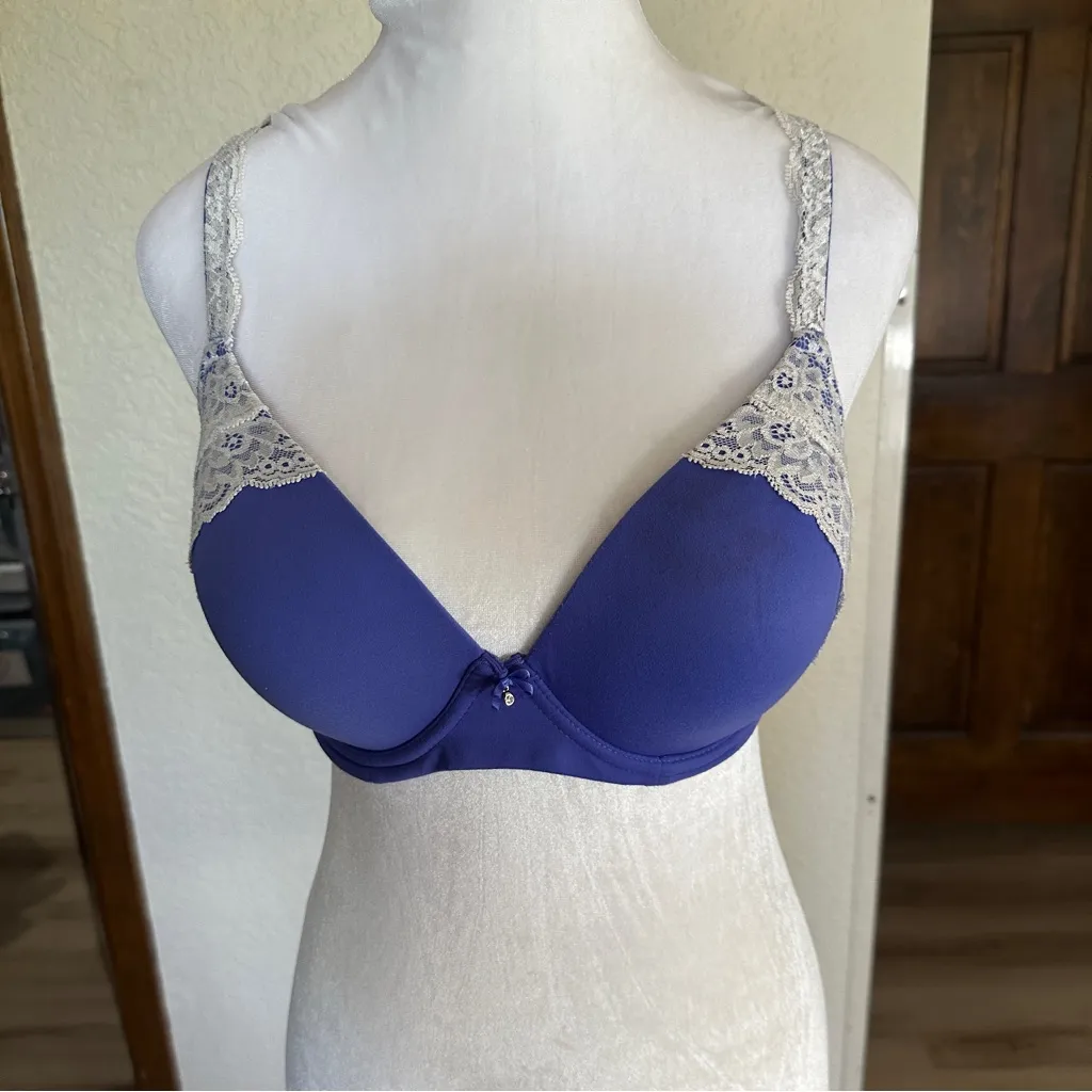 Soma Embraceable Full Coverage Violet‎ Blue Padded Underwire Bra 36C - Image 3