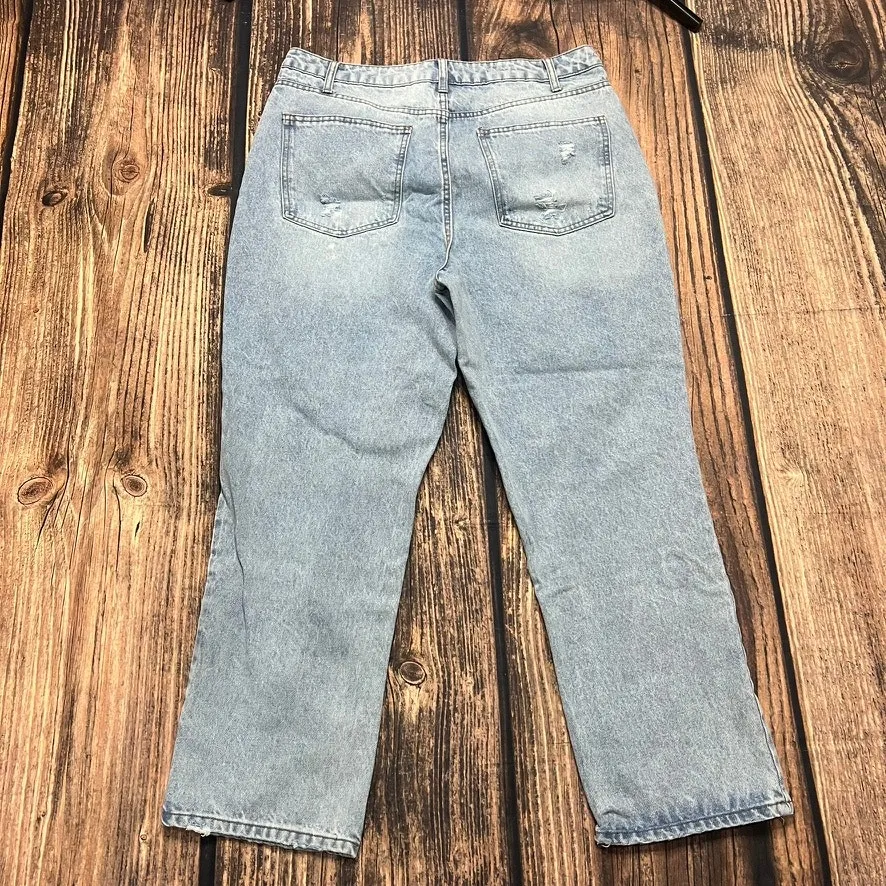 No Boundaries Women's‎ High Rise Distressed Straight Jeans Size 17 Blue - Image 4