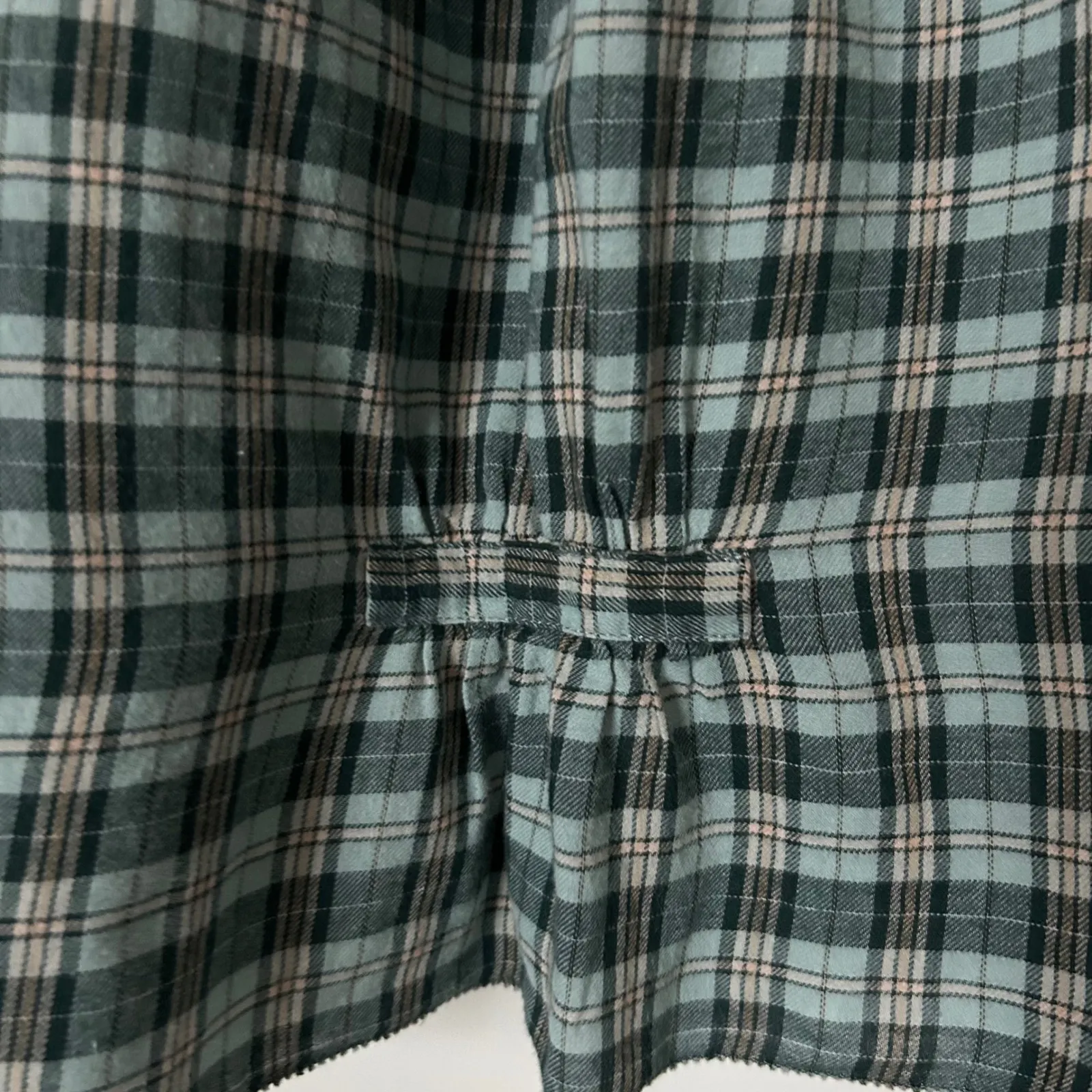 Trovata Birds of Paradis Carla Plaid High Neck Flutter Sleeve Top Size Medium Green - Image 4