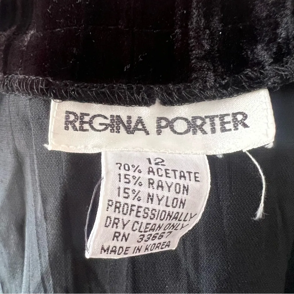 VINTAGE REGINA PORTER‎ Crushed Velvet SET wide leg pants + vest black SIZE 12 - Image 5