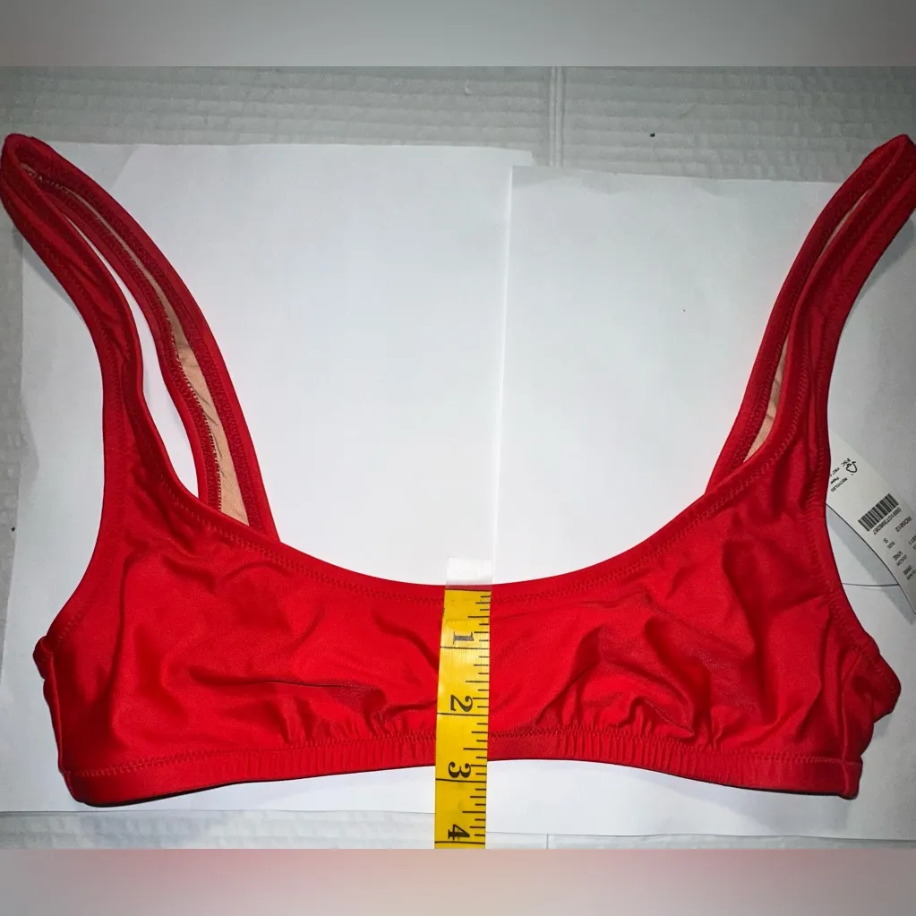 J Crew Heritage‎ Scoop Neck Bikini Top Size S Red Retro Swim Beach Classic New - Image 4