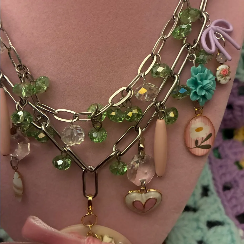 Hand crafted cameo assemblage pendant and necklace made Pink - Image 3