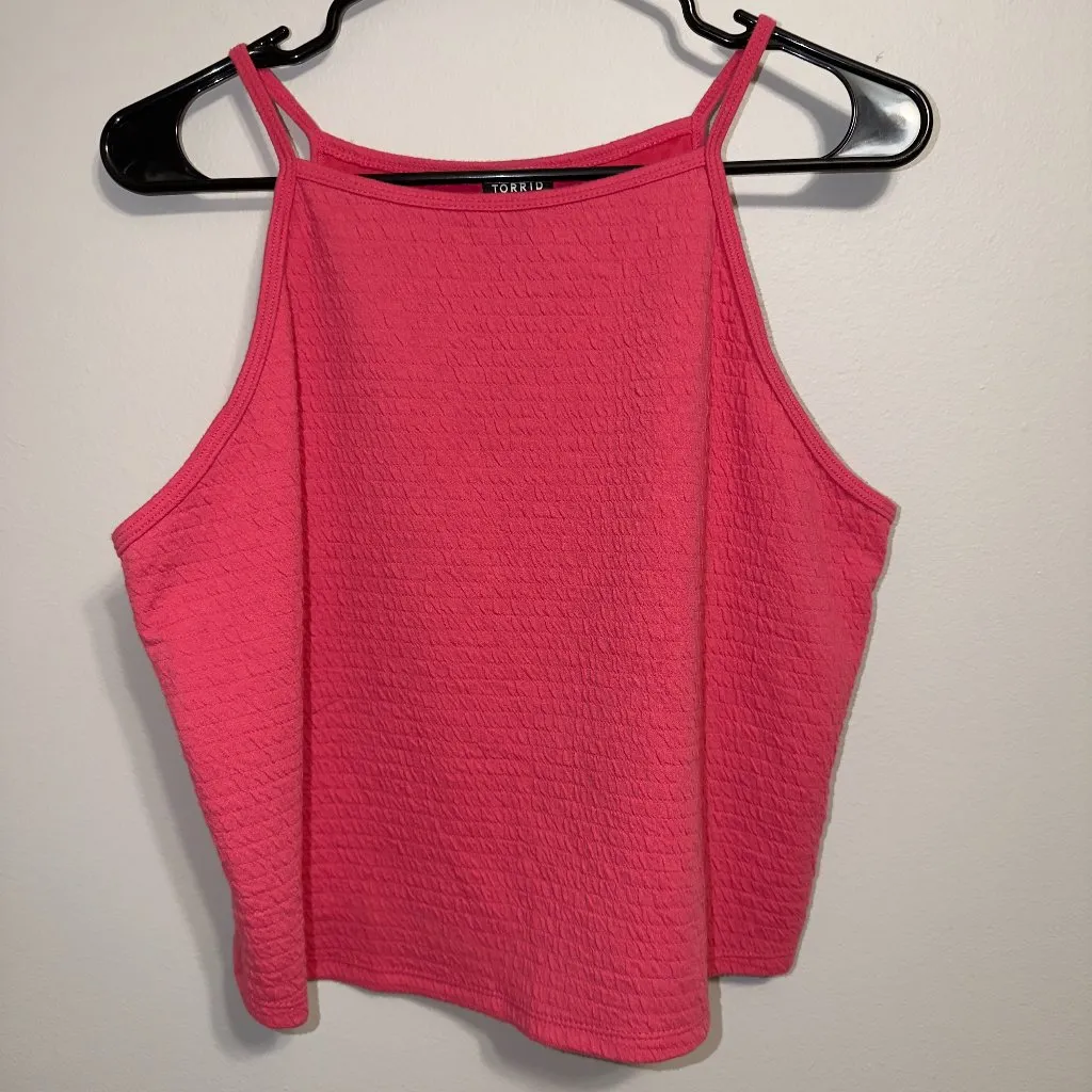 Torrid Foxy Crop Tank Size 1X 14/16 Pink Ribbed Stretch Sleeveless Top - Image 2