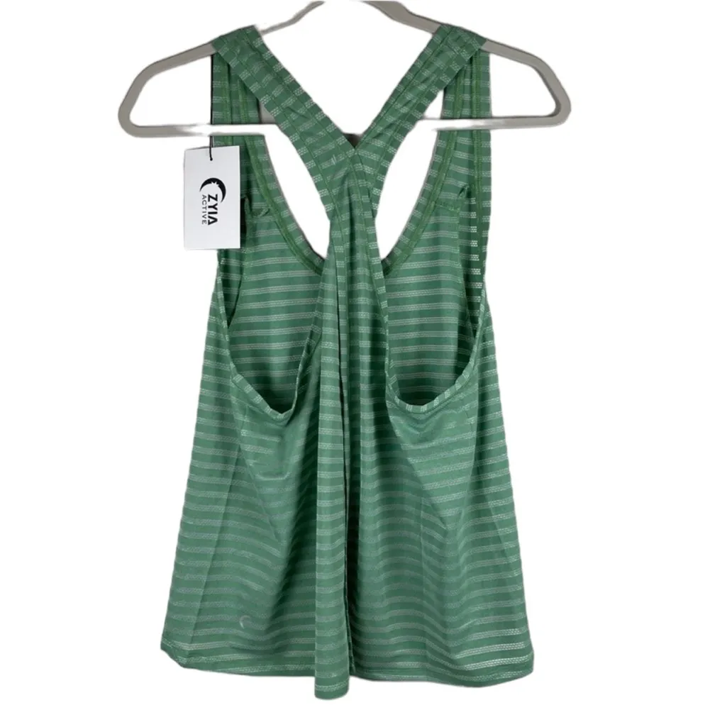 NWT ZYIA Forest Nimbus Split Back Athletic Stripe Breathable Tank Top XXL - Image 7