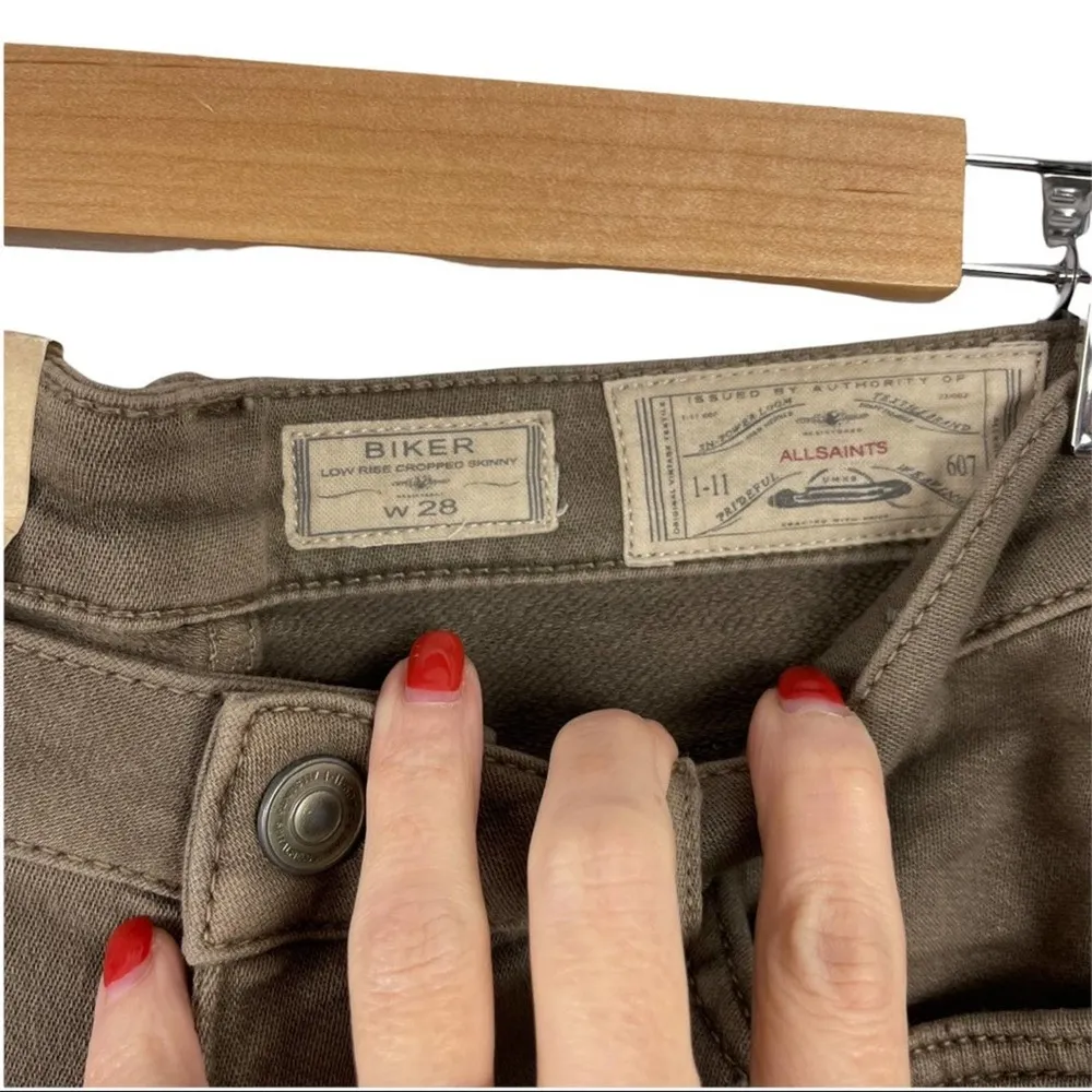 NWT All Saints Biker Moto Zipper Accents Ankles Cropped Skinny Jeans Size 28 - Image 6