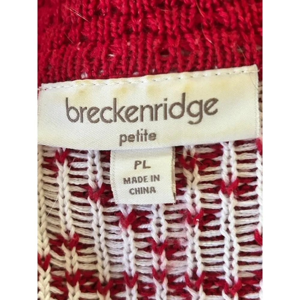 Y2K Breckenridge Petite Red Fair Isle Zip Cardigan Sweater – PL - Image 6
