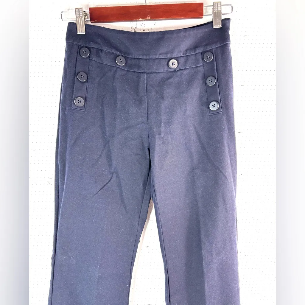 CAbi 2 Sailor Style Black Navy Flare Pants with Button Accents - Workwear - Image 3