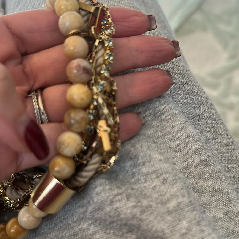 Sachin + Babi necklace polished gorgeous stone wooden beads multi texture - Image 9