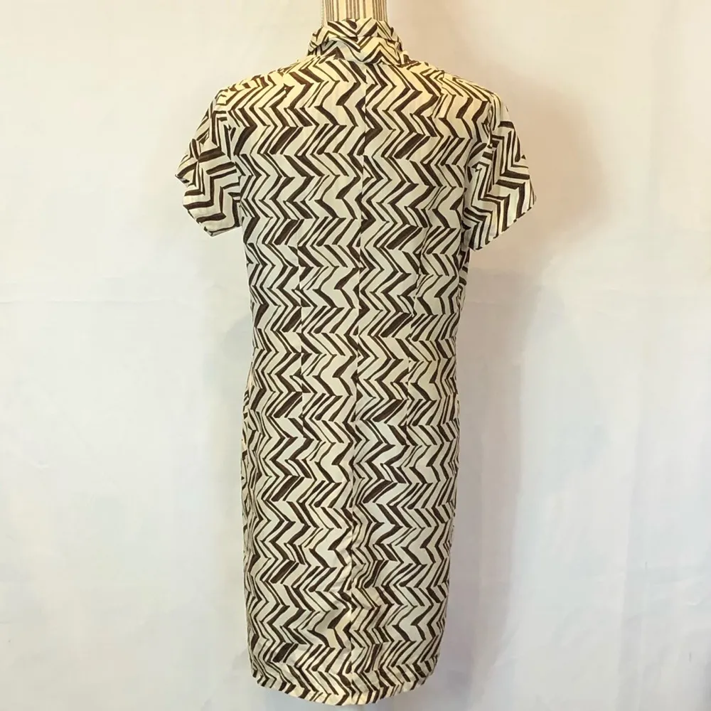 Marni at H&M brown and beige printed silk dress - Image 5