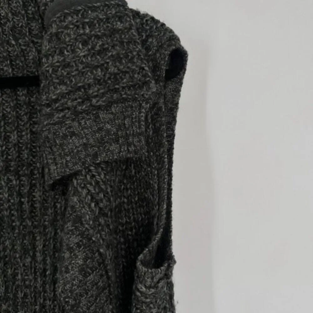 PRANA Thalia Cardigan Sweater Vest Cargo Gray Marled Wool Duster Long Knit XS - Image 14
