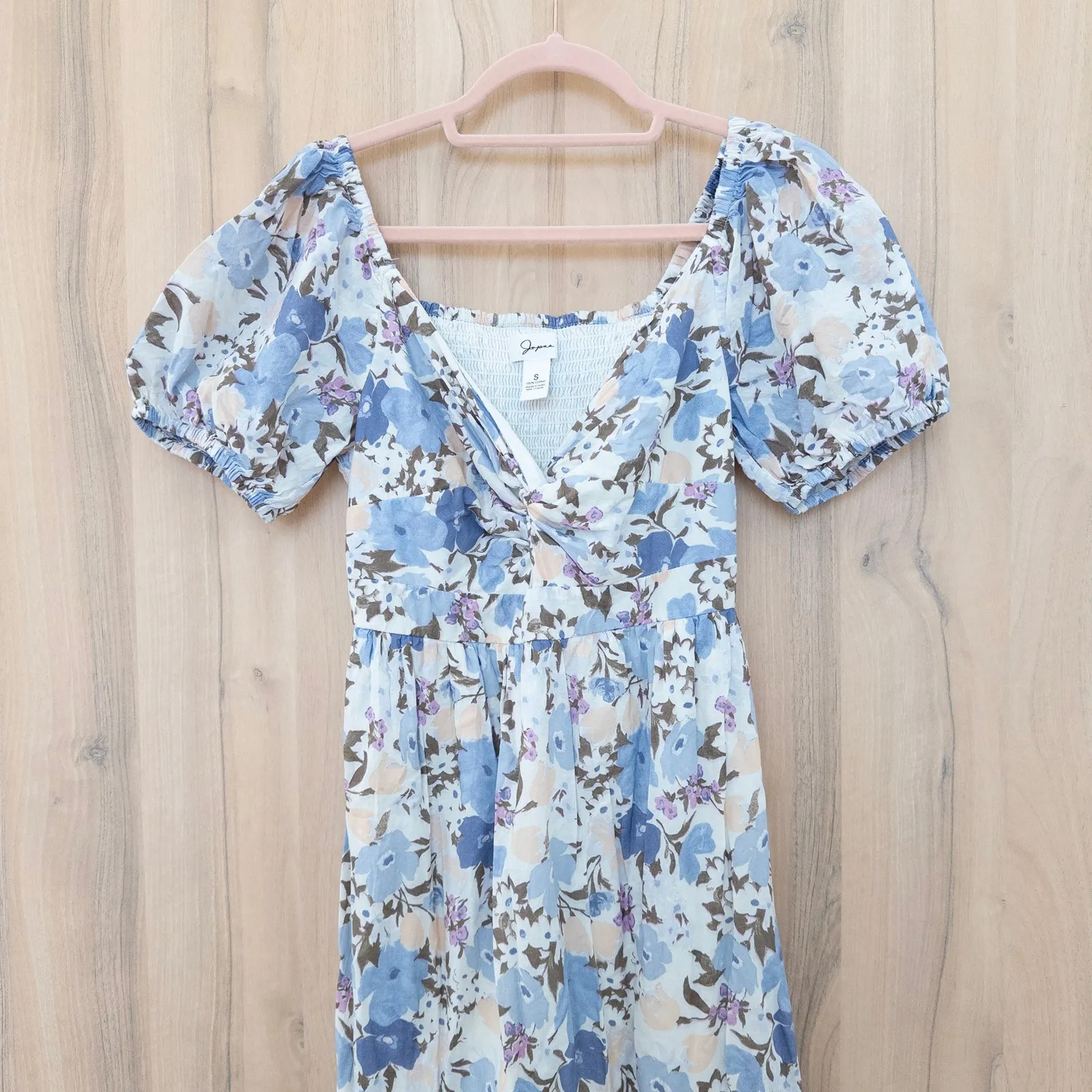 Womens‎ Maxi Dress Size S Blue Floral Puff Sleeve Cottage Boho Romantic Prairie - Image 2