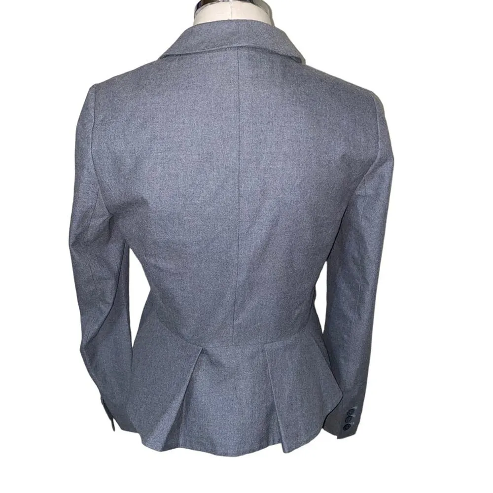 Fossil vintage blazer with ruffle peplum flared back preppy casual grey medium - Image 4