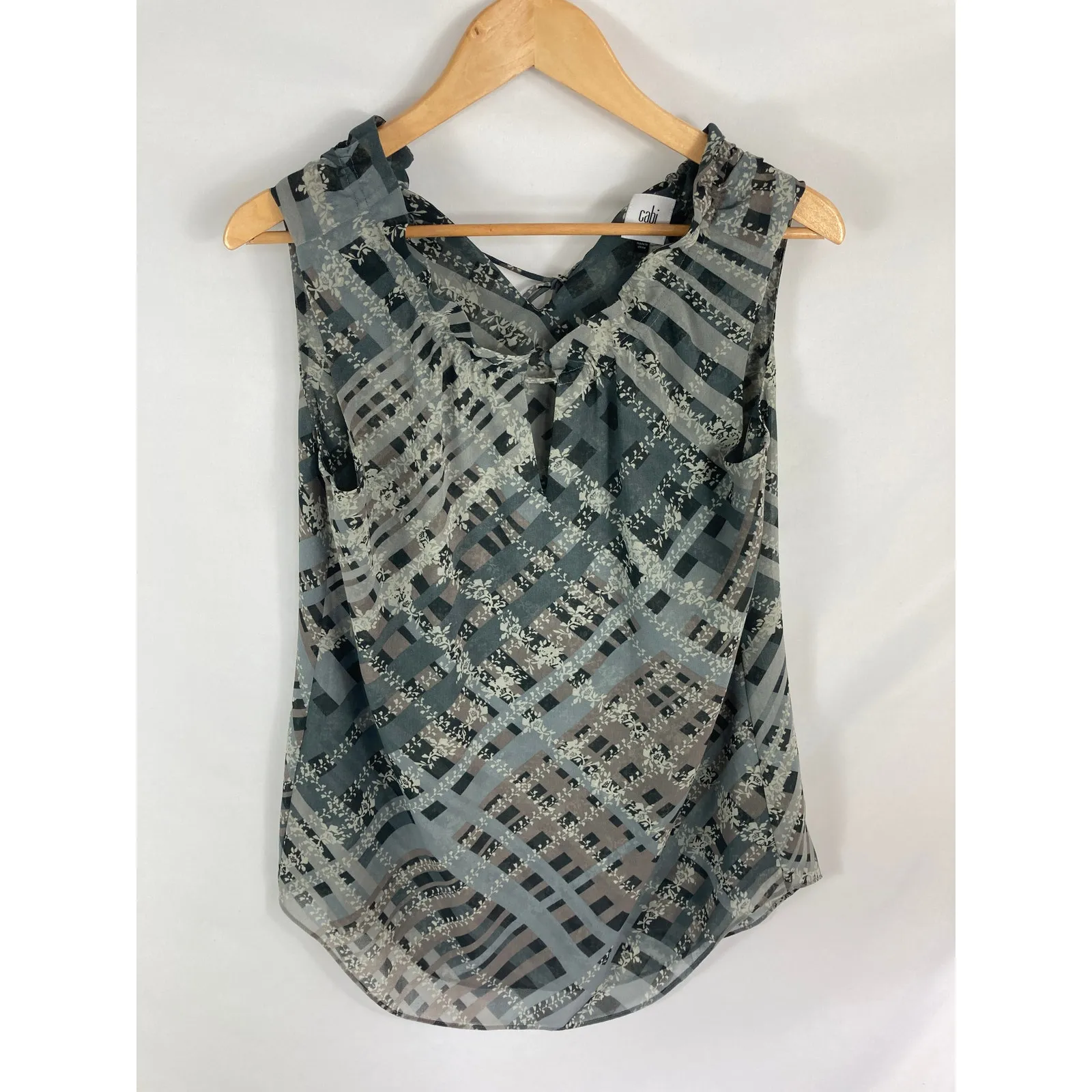 Cabi Graph Trellis Sleeveless Flowy Blouse Size Small - Image 2