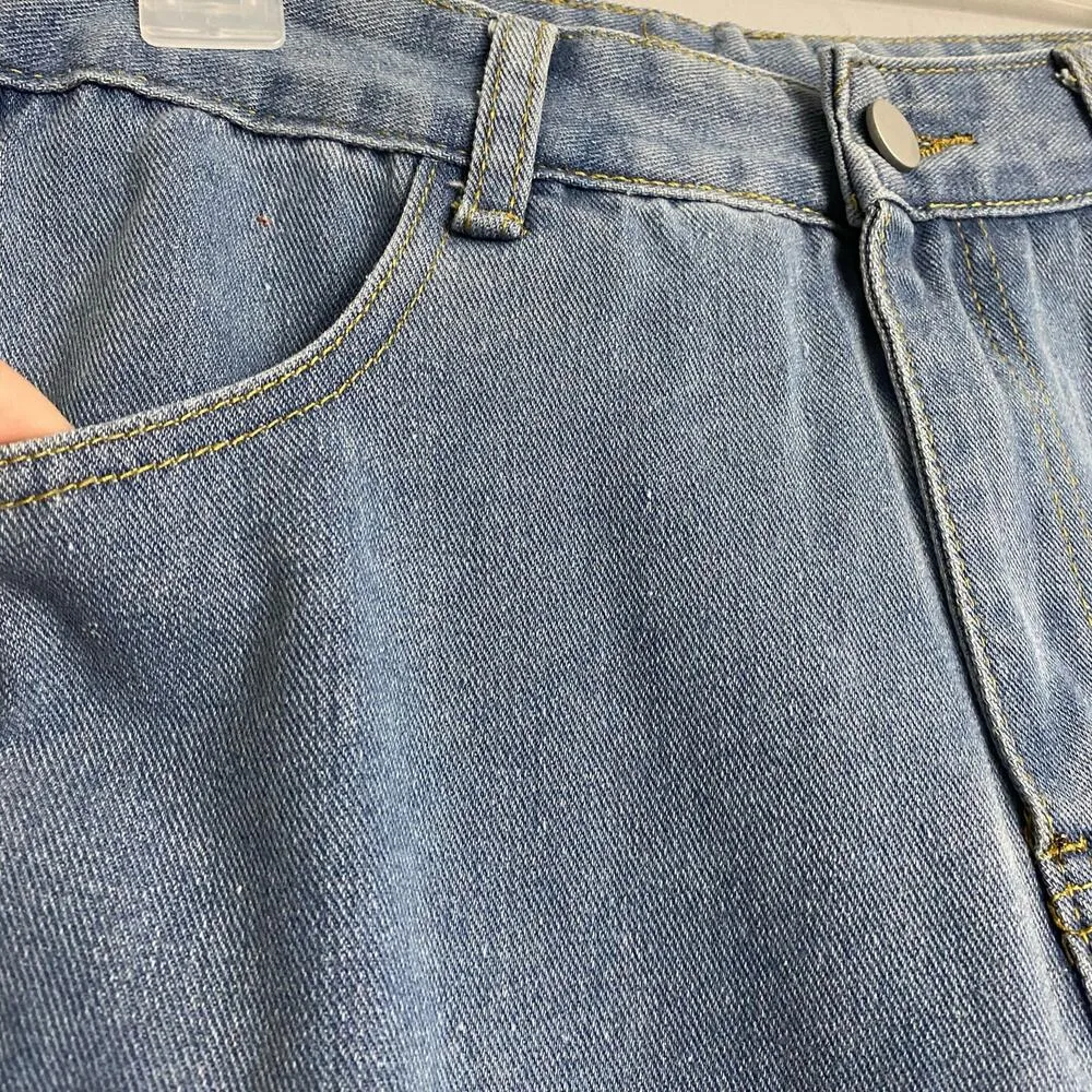 Vintage Cargo Pocket Jeans Straight Leg Loose Casual Wide Leg Trousers Sz L Blue - Image 3