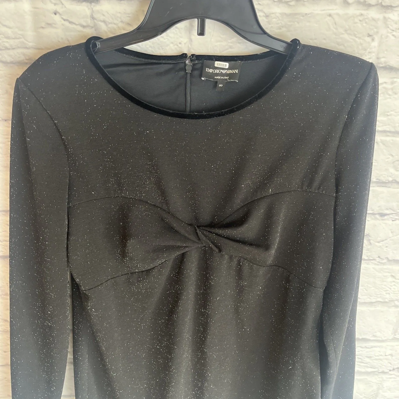 Emporio Armani Women’s Black Twist Front Metallic Special Occasion Mini Dress - Image 3