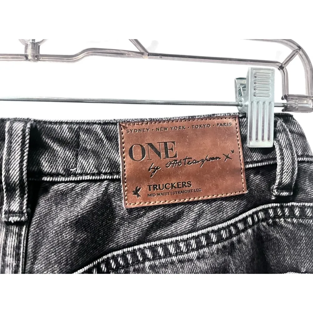 One Teaspoon Truckers Mid Waist Straight Leg Black Jeans Size 26 Button Fly - Image 5
