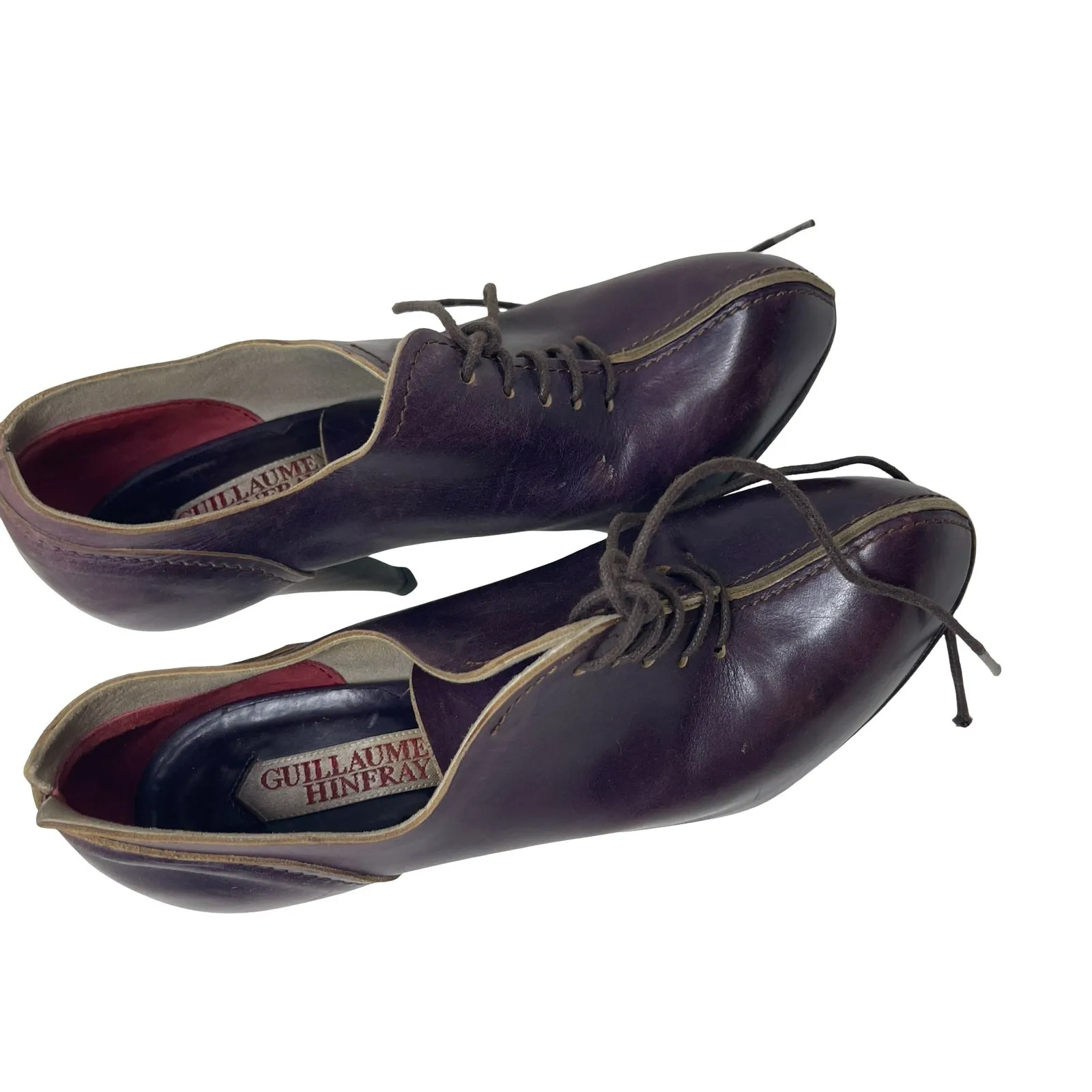 Guillaume Hinfray purple plum ankle heel booties sz 36 US 6 - Image 2