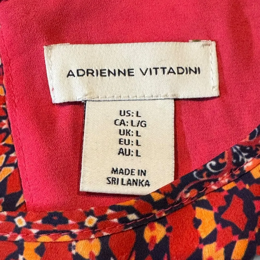 Adrienne Vittadini Sleeveless Top Pink Orange Blue Large - Image 6
