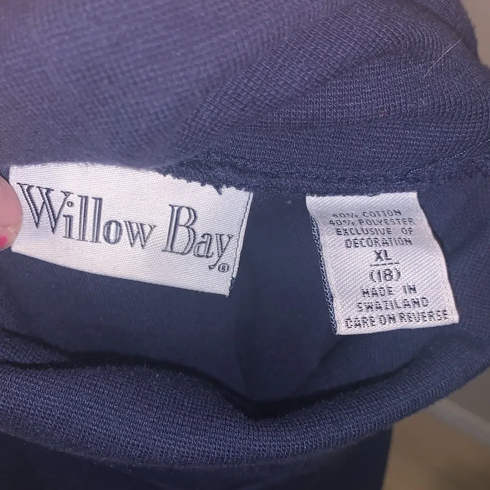 Willow Bay navy blue embroidered snowman turtleneck top Size XL - Image 6