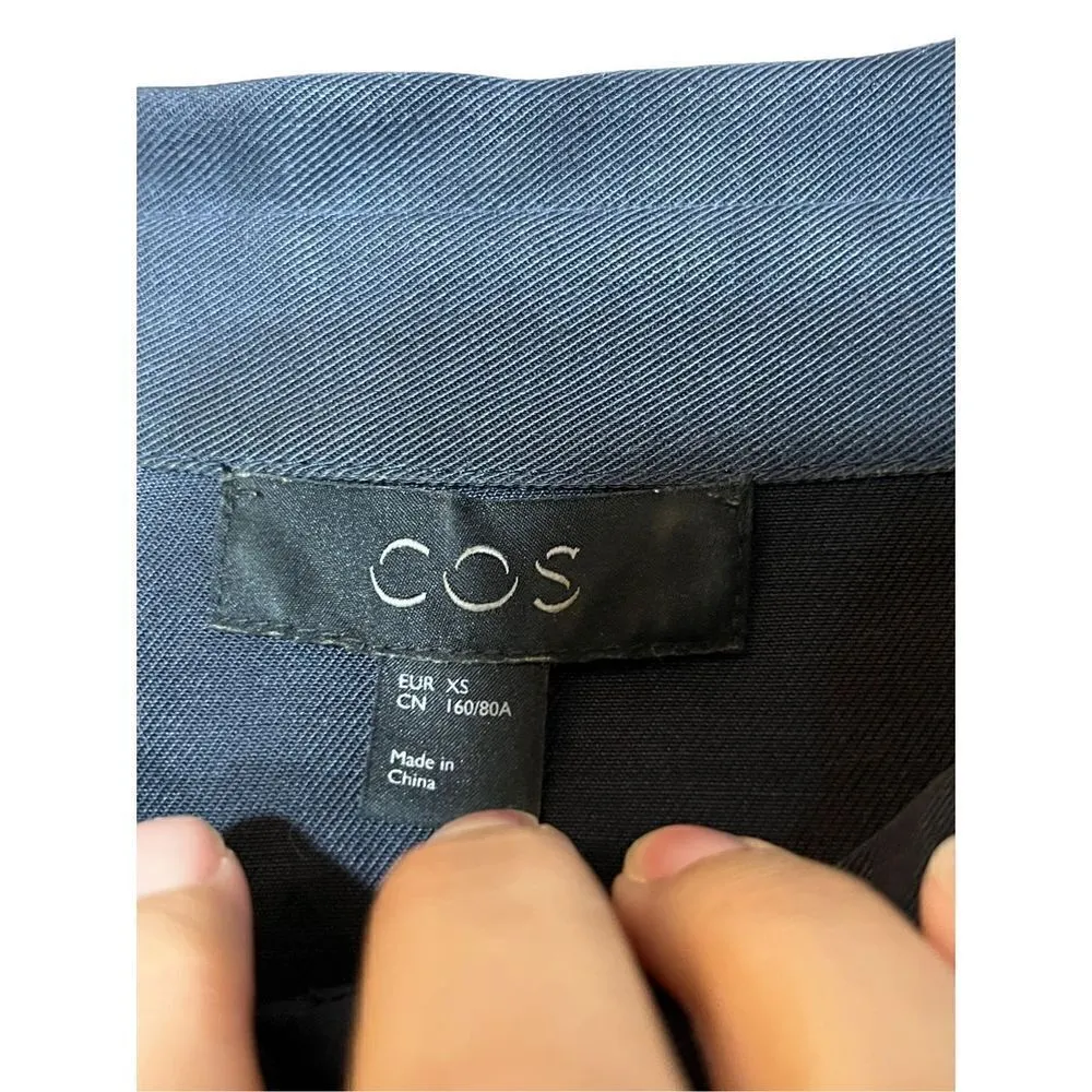 COS Oversized Minimalist Lagenlook‎ 100% Lyocell Navy Boxy Dress Sz XS - Image 6