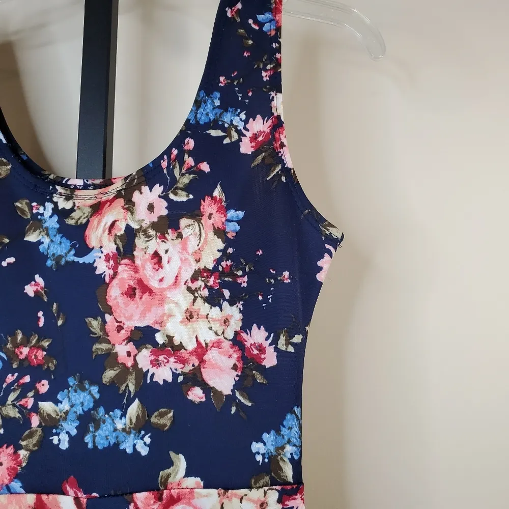 Derek Heart Floral Skater Dress Sleeveless Small - Image 5