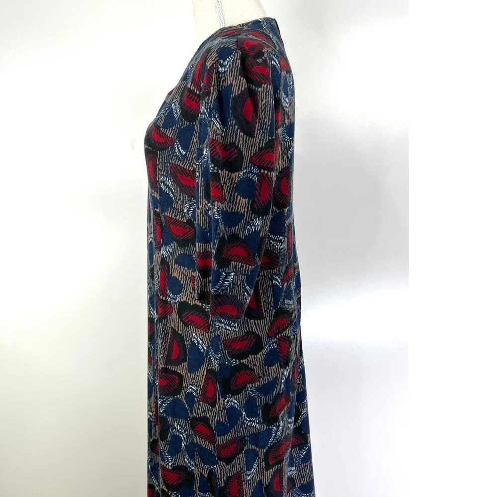 Vintage 60s Saks Fifth Avenue Maxi Dress Abstract Print Blue Red - Image 4