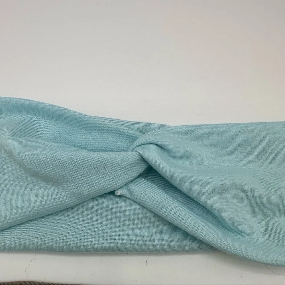 Women’s Knotted Wide African Turban Style Headbands Set of Three Blue - Image 5