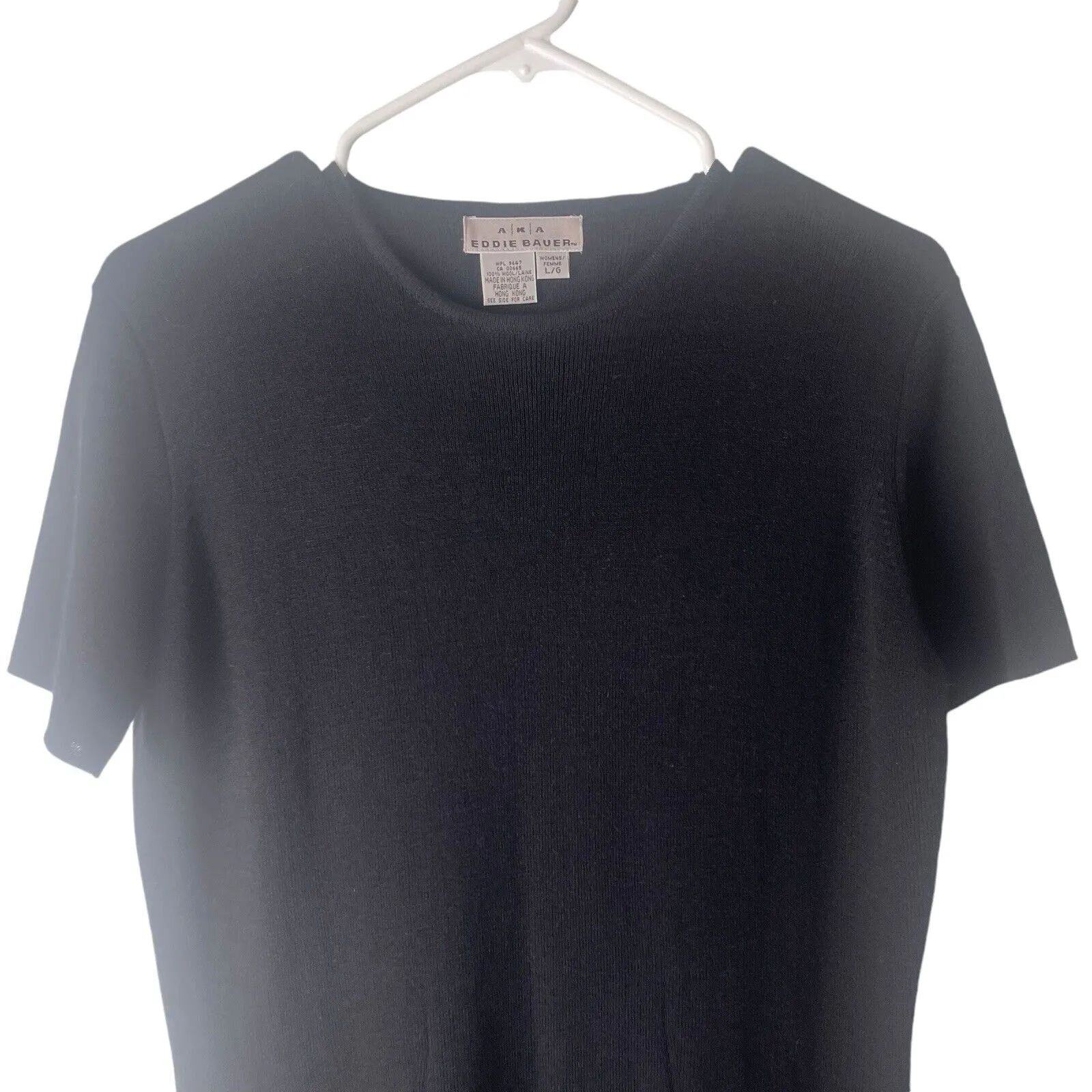 AKA Eddie Bauer Vintage 90s Size‎ Large Black 100% Wool Santana Knit Dress - Image 2